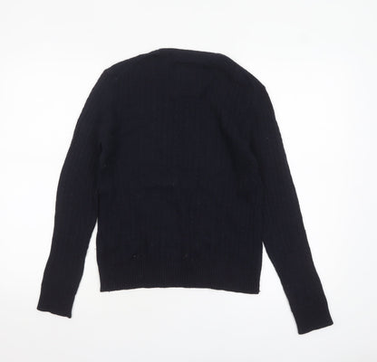 Superdry Women's Black Cable-Knit Wool Blend Jumper Small