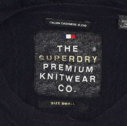 Superdry Women's Black Cable-Knit Wool Blend Jumper Small