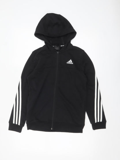 Boys UK Size 11-12 Years adidas Black Full Zip Hoodie