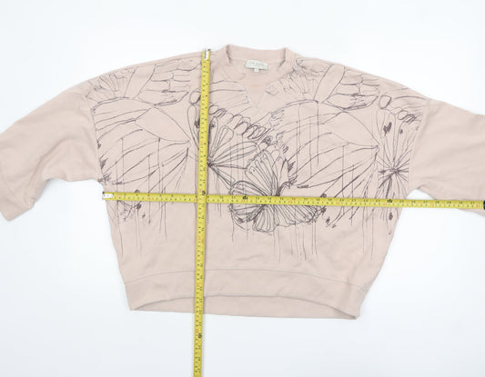 Ted Baker Women Beige Butterfly Print Jersey Top Size 10