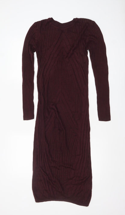 New Look Women Brown Long Sleeve Knit Bodycon Maternity Dress Size 8