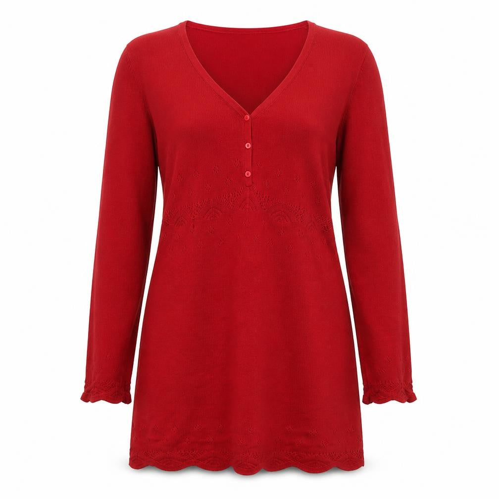 Betty Barclay Women’s Red Cotton Long Sleeve Tunic Jumper Size 10
