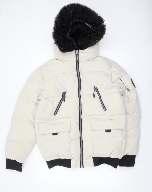 Womens UK Size 12 Pink Soda Sport Ivory Puffer Jacket