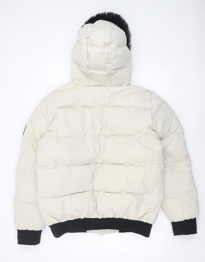 Womens UK Size 12 Pink Soda Sport Ivory Puffer Jacket