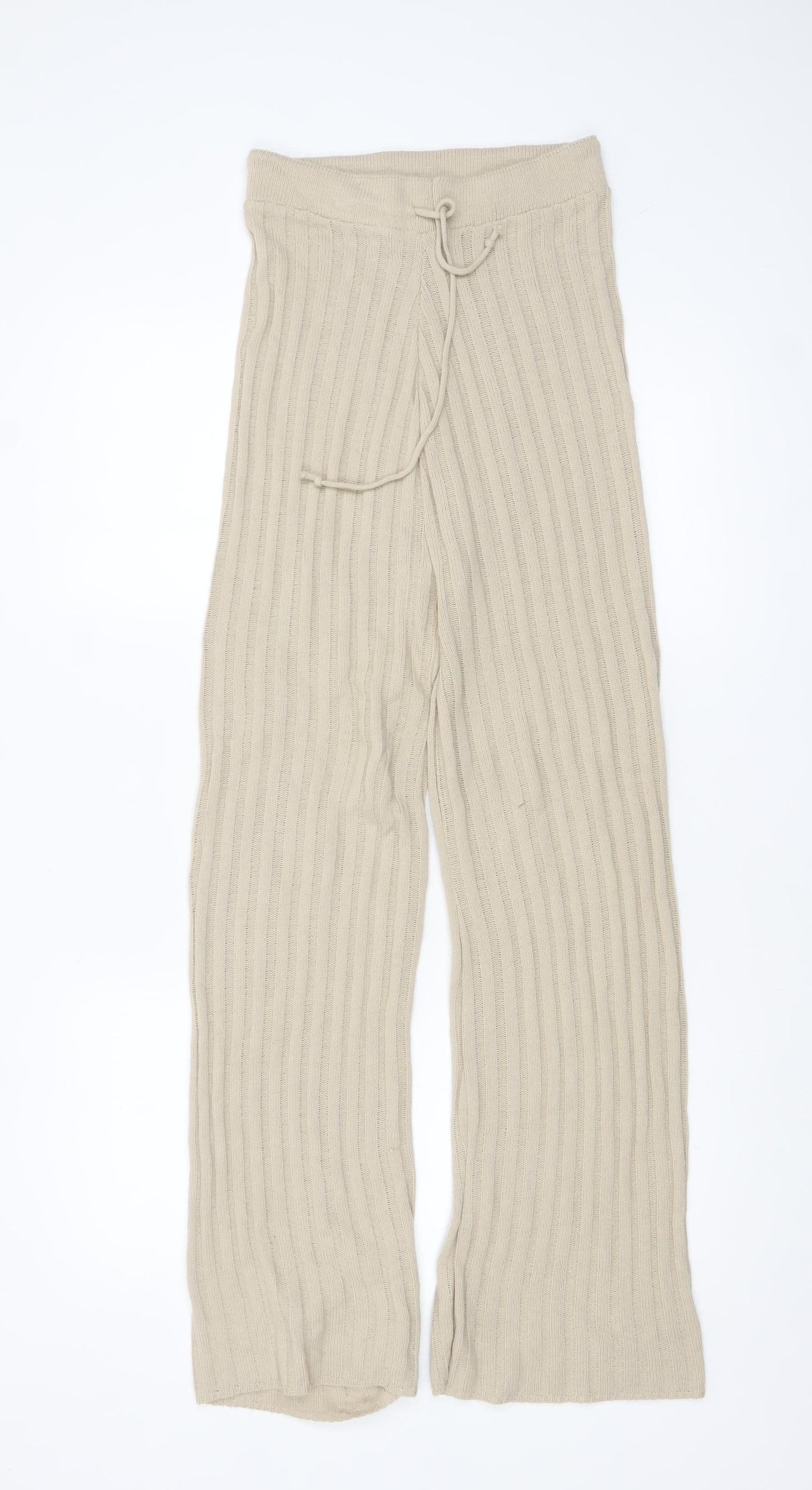 Womens UK Size S Quiz Relaxed Fit Sweatpants Beige Trousers