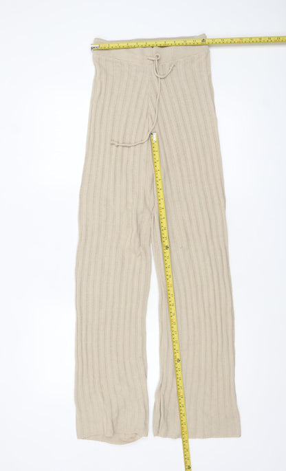 Womens UK Size S Quiz Relaxed Fit Sweatpants Beige Trousers