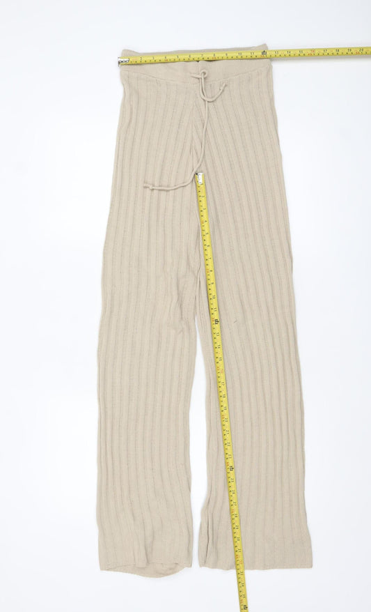 Womens UK Size S Quiz Relaxed Fit Sweatpants Beige Trousers
