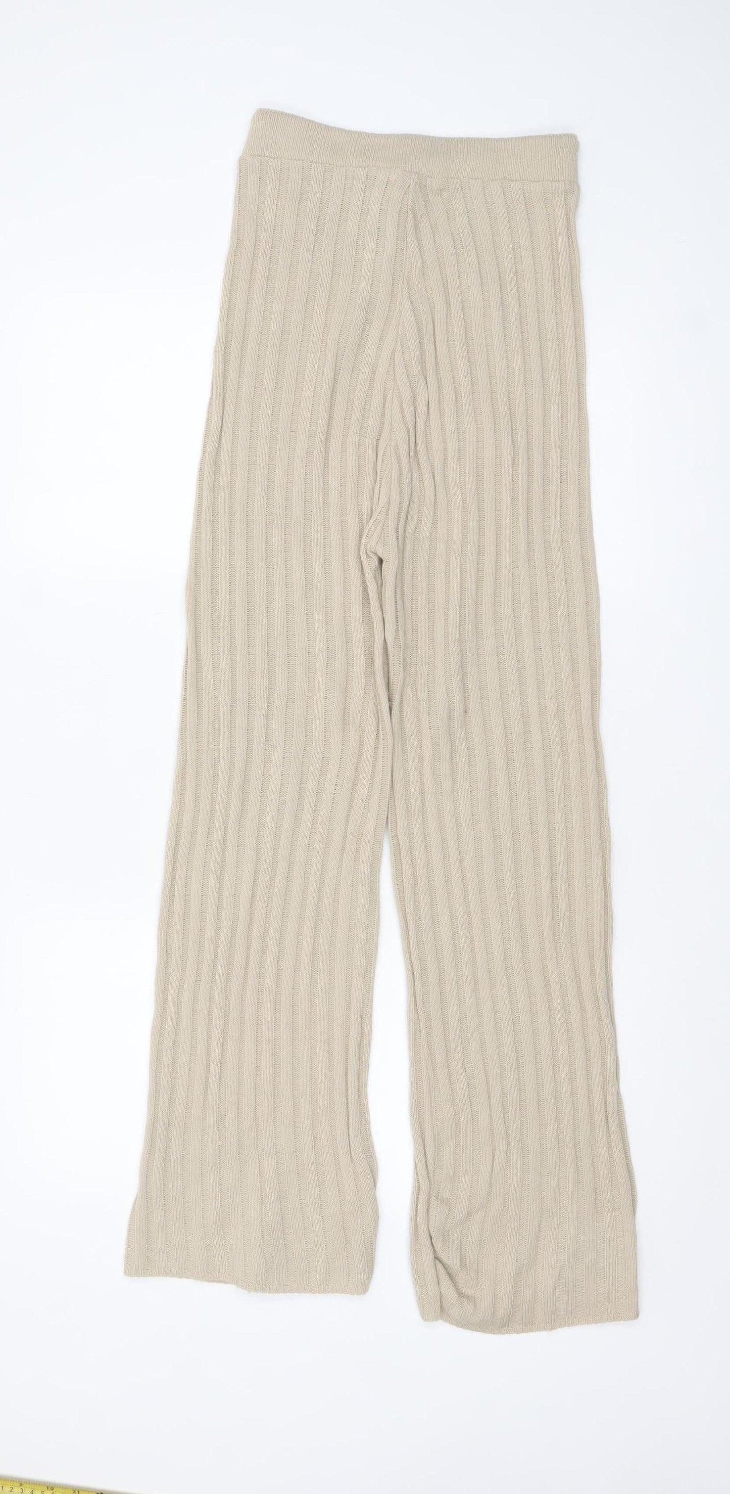 Womens UK Size S Quiz Relaxed Fit Sweatpants Beige Trousers