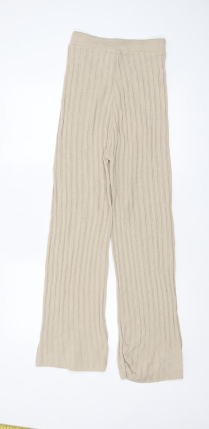 Womens UK Size S Quiz Relaxed Fit Sweatpants Beige Trousers