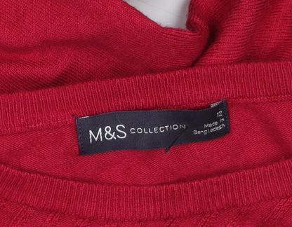 Womens UK Size 12 Marks and Spencer Red Pullover Jumper