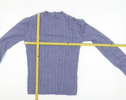 Marks and Spencer Per Una Women’s Purple Cable-Knit Mock Neck Jumper Size 8