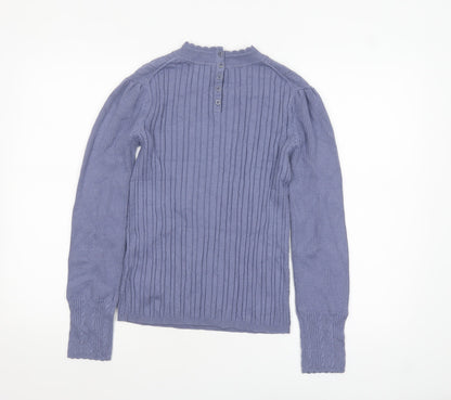 Marks and Spencer Per Una Women’s Purple Cable-Knit Mock Neck Jumper Size 8