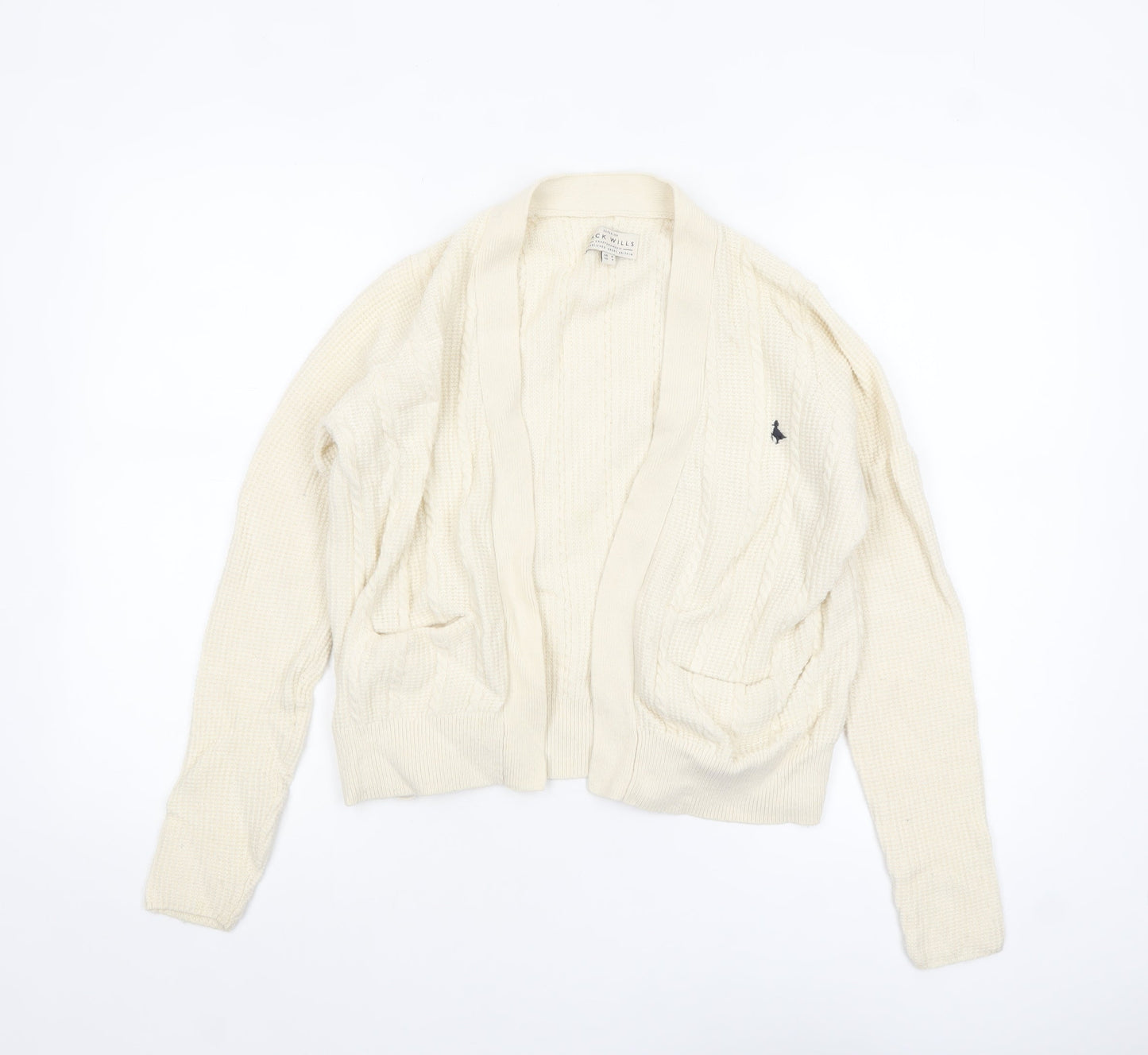 Jack Wills Women's Ivory Merino Wool Blend Cardigan UK 8