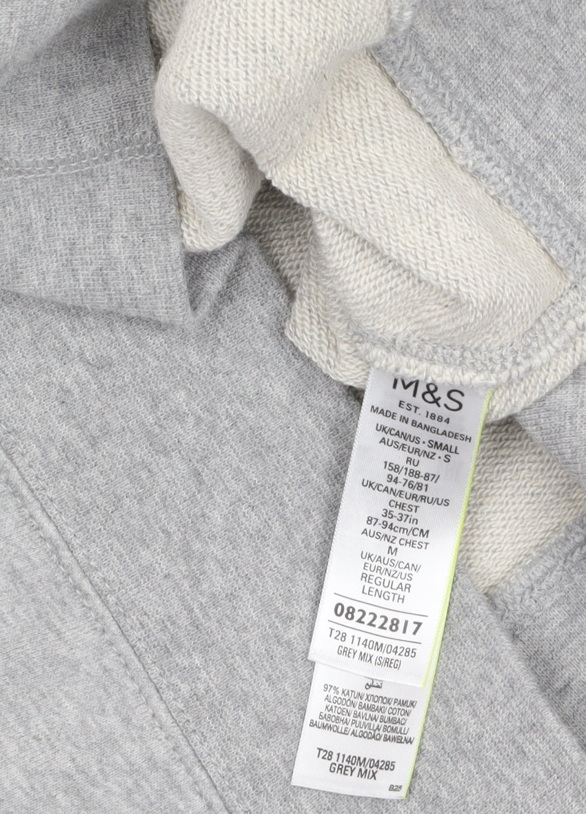 Mens UK Size S Marks and Spencer Grey Full Zip Hoodie