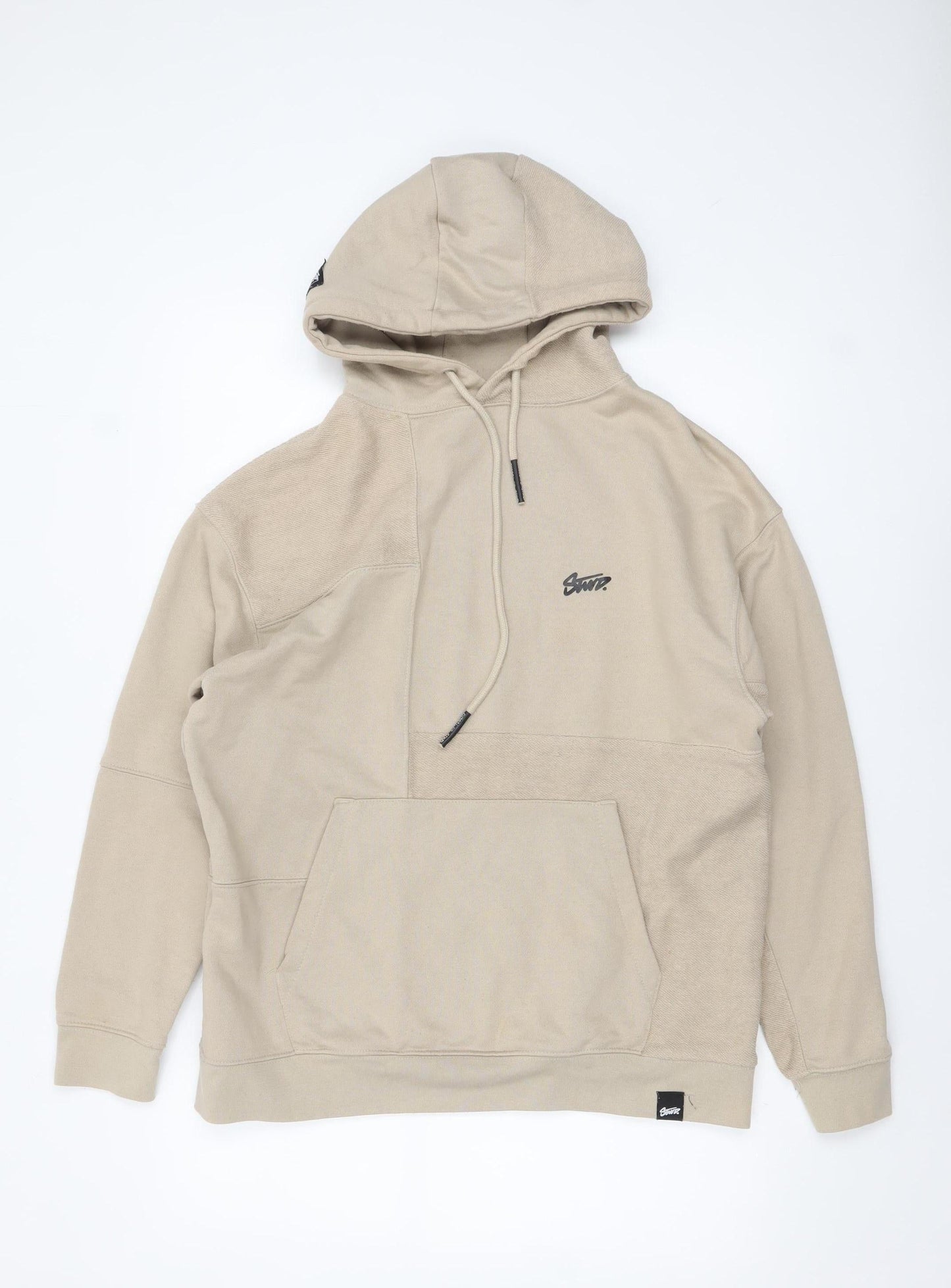 Mens UK Size M Pull & Bear Beige Pullover Hoodie