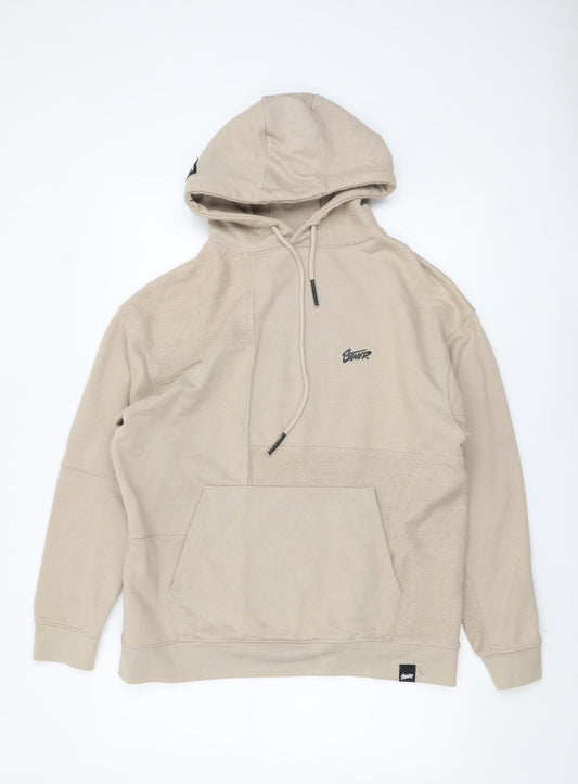 Mens UK Size M Pull & Bear Beige Pullover Hoodie