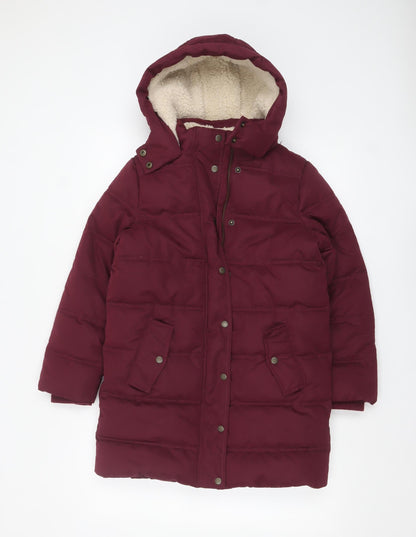 FatFace Girls Red Hooded Puffer Coat 10-11 Years Lined Winter Jacket