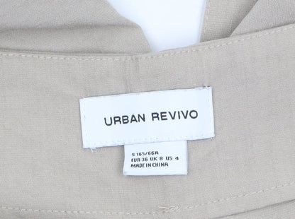 Urban Revivo Women's Beige Paperbag High Waist Tapered Trousers Size 8