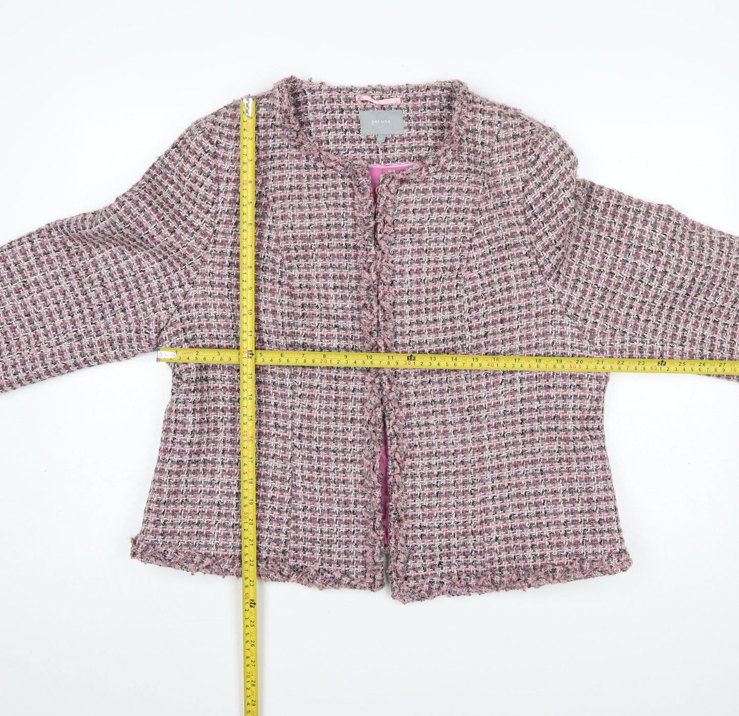 Marks and Spencer Per Una Pink Tweed Bouclé Blazer Women Size 20