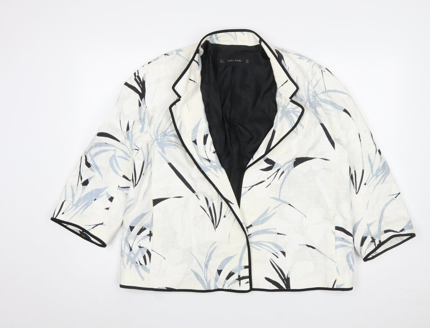 Womens UK Size L Zara Basic Regular Ivory Blazer