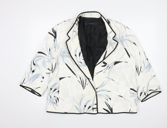 Womens UK Size L Zara Basic Regular Ivory Blazer