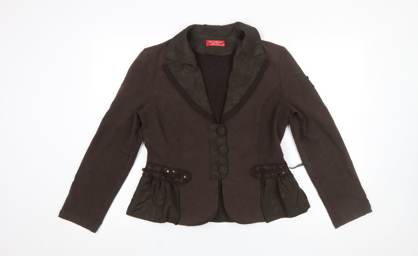 Womens UK Size 12 Lisa Campione Regular Brown Blazer