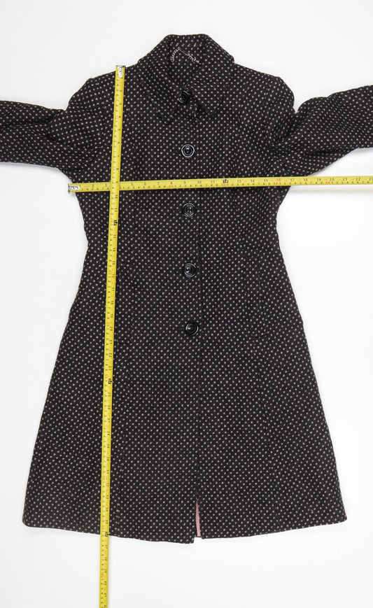 Next Women’s Black Petite Wool Overcoat Size 6 Long Classic Style