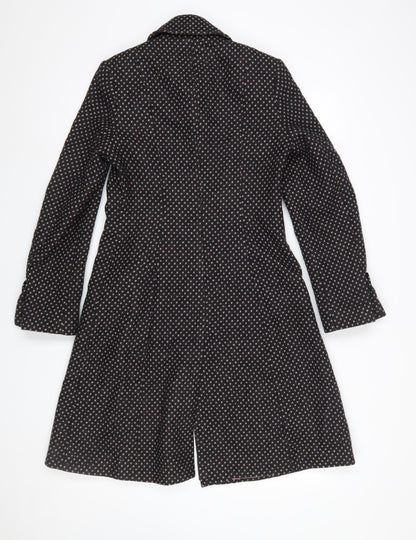 Next Women’s Black Petite Wool Overcoat Size 6 Long Classic Style