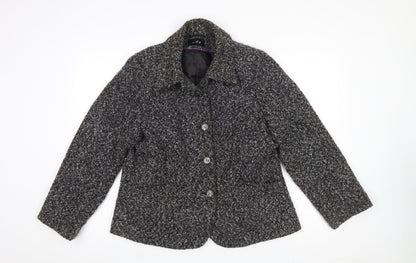 Marks and Spencer Per Una Women Black Bouclé Wool Blend Blazer Size 18