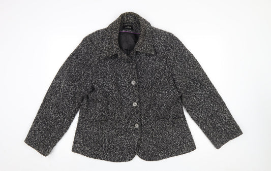 Marks and Spencer Per Una Women Black Bouclé Wool Blend Blazer Size 18
