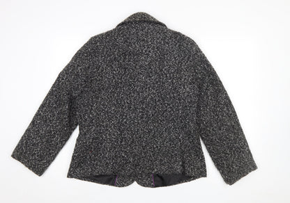 Marks and Spencer Per Una Women Black Bouclé Wool Blend Blazer Size 18