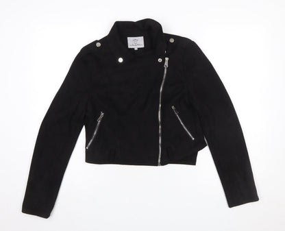 Womens UK Size L Lucy Wang Black Biker Coat