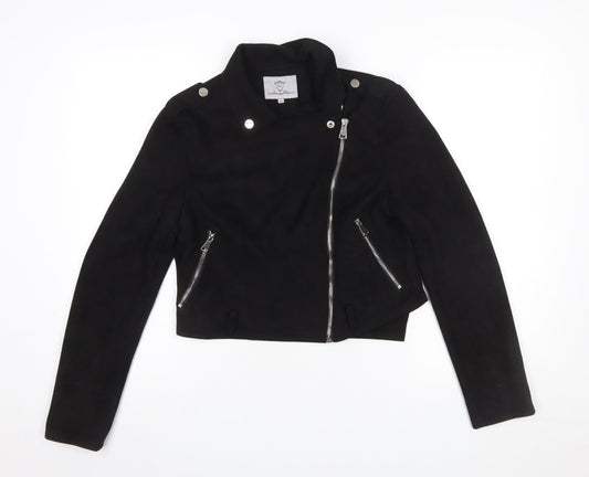 Womens UK Size L Lucy Wang Black Biker Coat