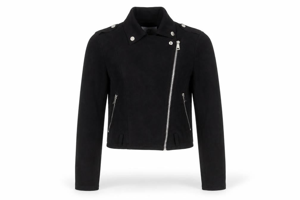 Womens UK Size L Lucy Wang Black Biker Coat