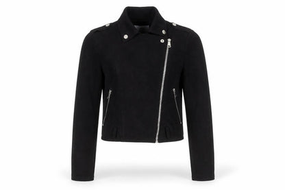 Womens UK Size L Lucy Wang Black Biker Coat