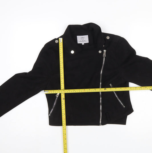 Womens UK Size L Lucy Wang Black Biker Coat