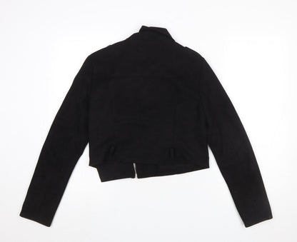 Womens UK Size L Lucy Wang Black Biker Coat