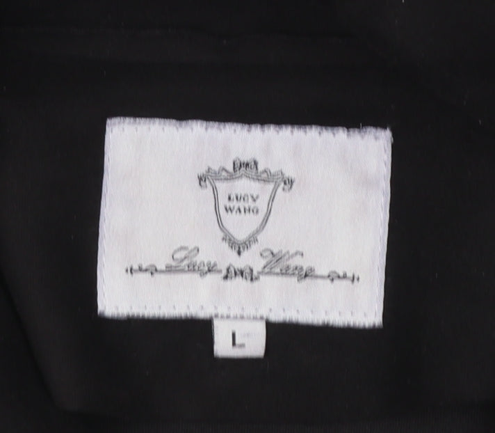 Womens UK Size L Lucy Wang Black Biker Coat