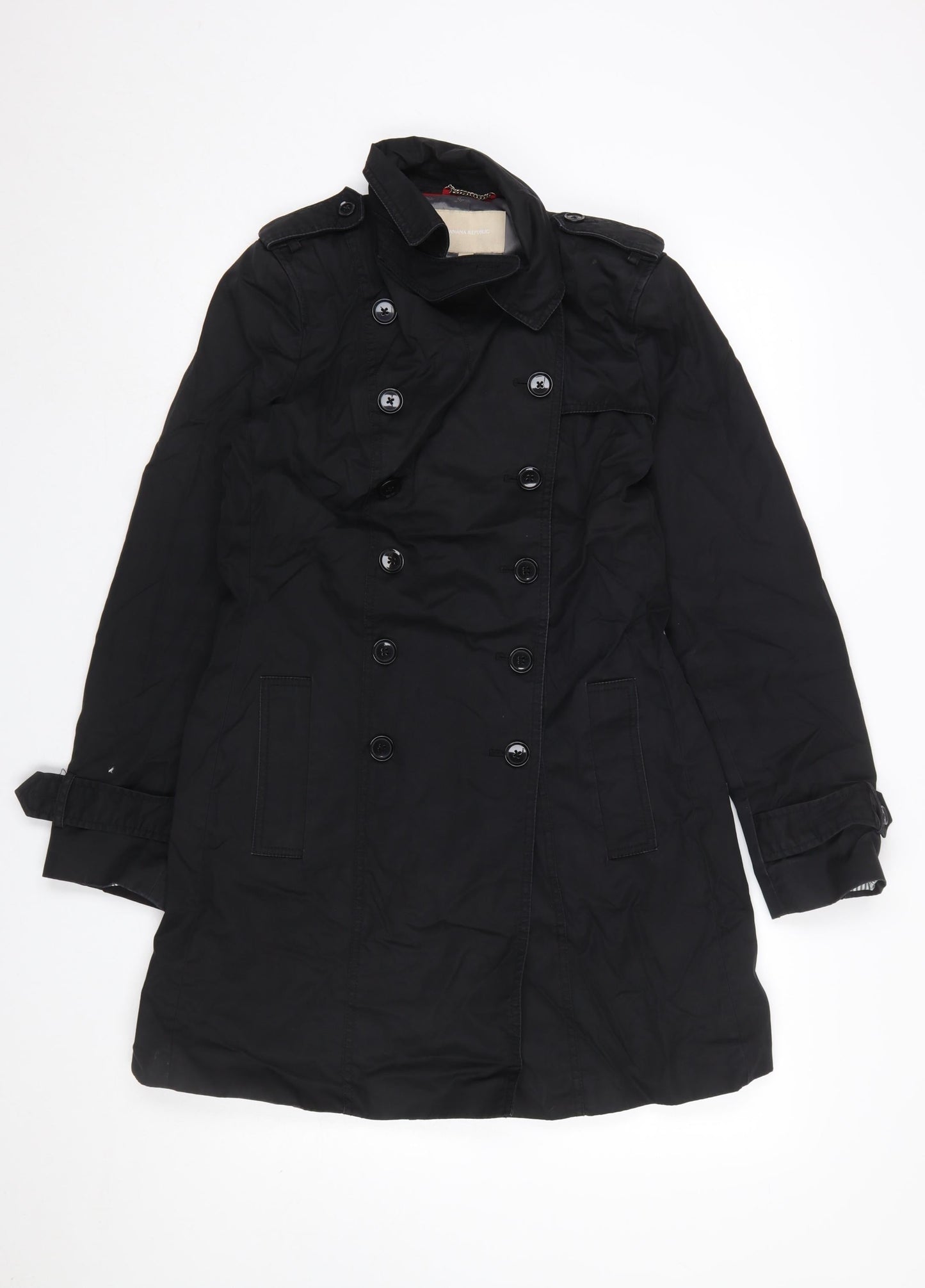 Womens UK Size S Banana Republic Black Trench Coat