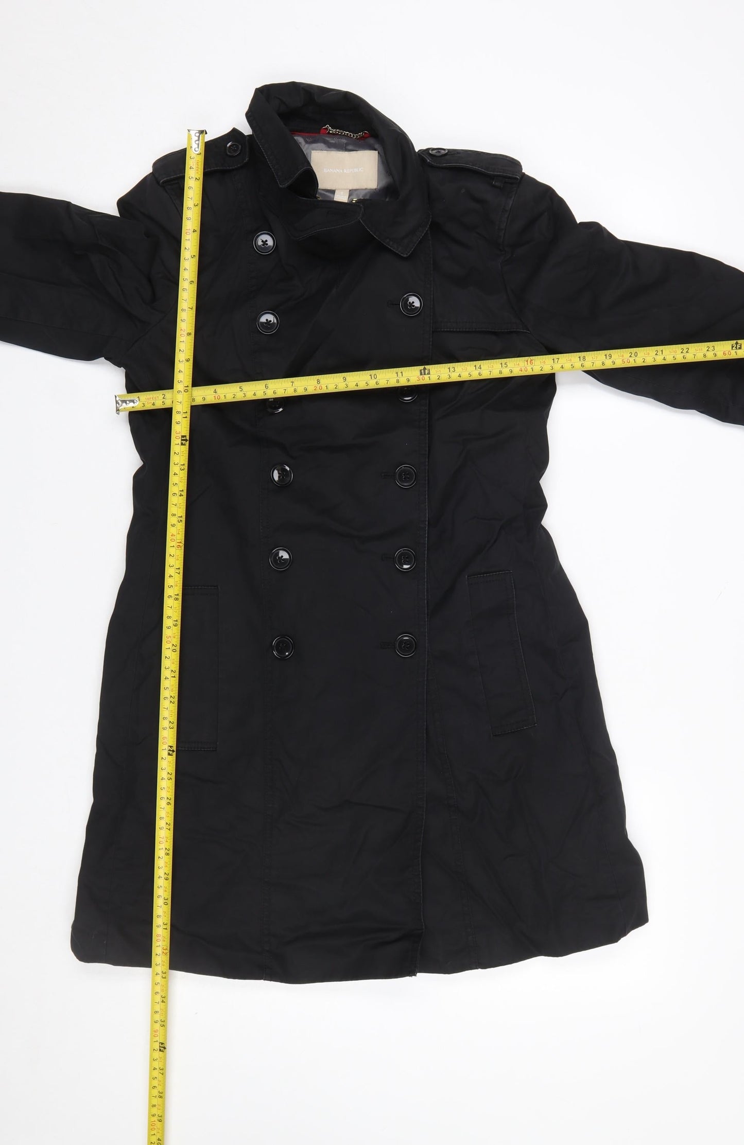 Womens UK Size S Banana Republic Black Trench Coat