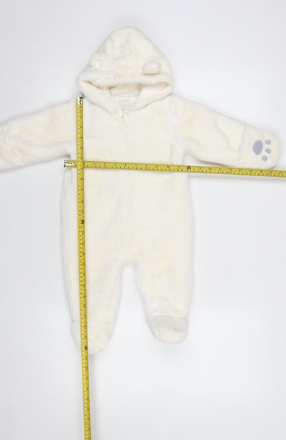Mamas & Papas Unisex Ivory 6-9 Months Hooded Snowsuit with Padded Lining