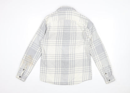 River Island Men’s Grey Plaid Flannel Button-Up Shirt Size S