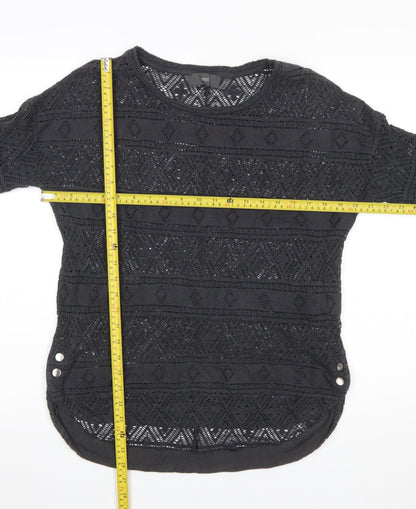 Next Women’s Black Crochet Pullover Jumper Size 10 3/4 Sleeve