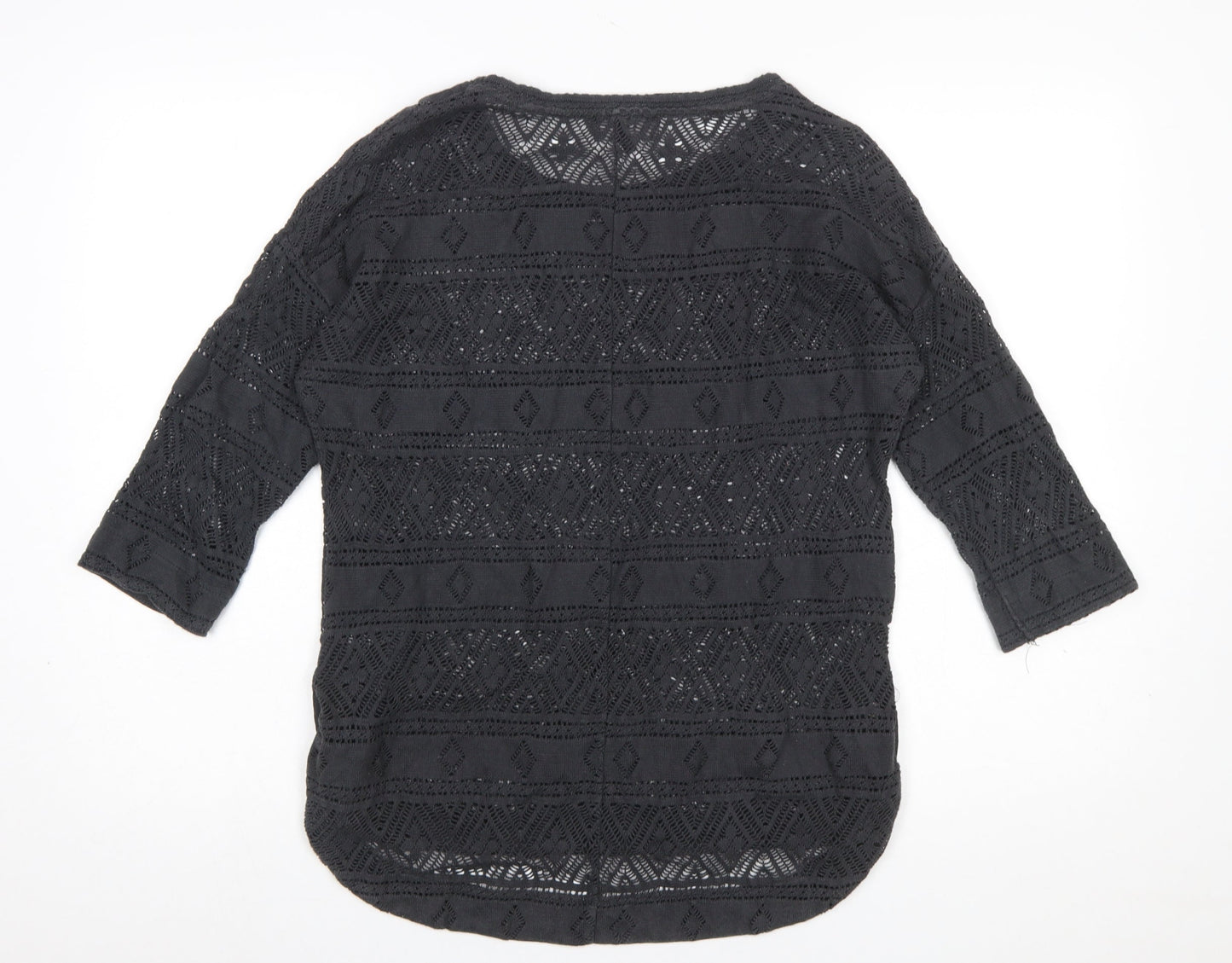 Next Women’s Black Crochet Pullover Jumper Size 10 3/4 Sleeve
