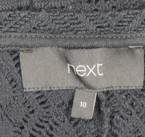 Next Women’s Black Crochet Pullover Jumper Size 10 3/4 Sleeve