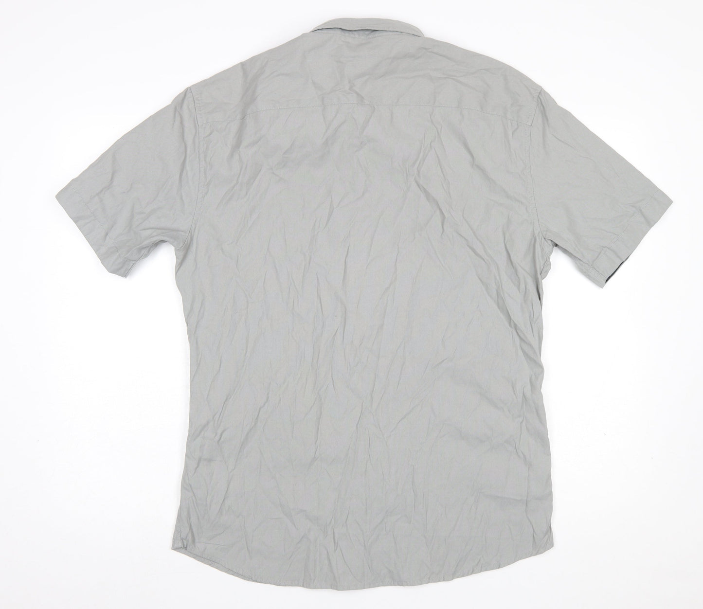 883 Police Men's Grey XL Button-Up Short Sleeve Shirt