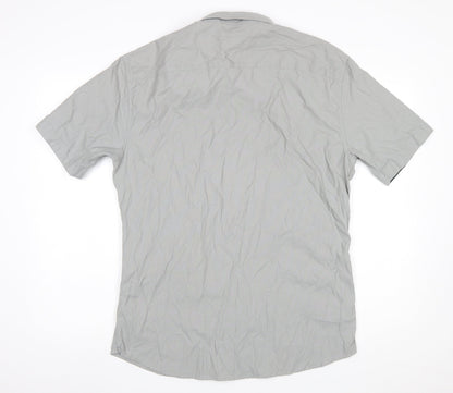 883 Police Men's Grey XL Button-Up Short Sleeve Shirt