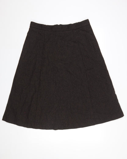 Marks and Spencer Women Brown Long A-Line Wool Blend Skirt Size 16