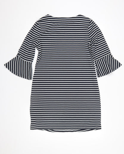 Next Women’s Black White Striped Shift Dress Size 12