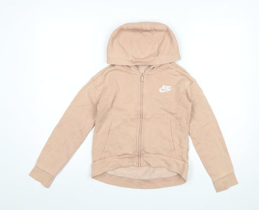 Girls UK Size 146 Nike Beige Full Zip Hoodie